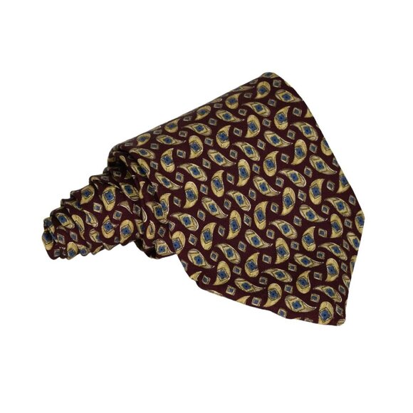 Vintage Geoffrey Been Mens Tie Necktie Silk Paisley Brown USA From Crowleys New - Picture 1 of 8